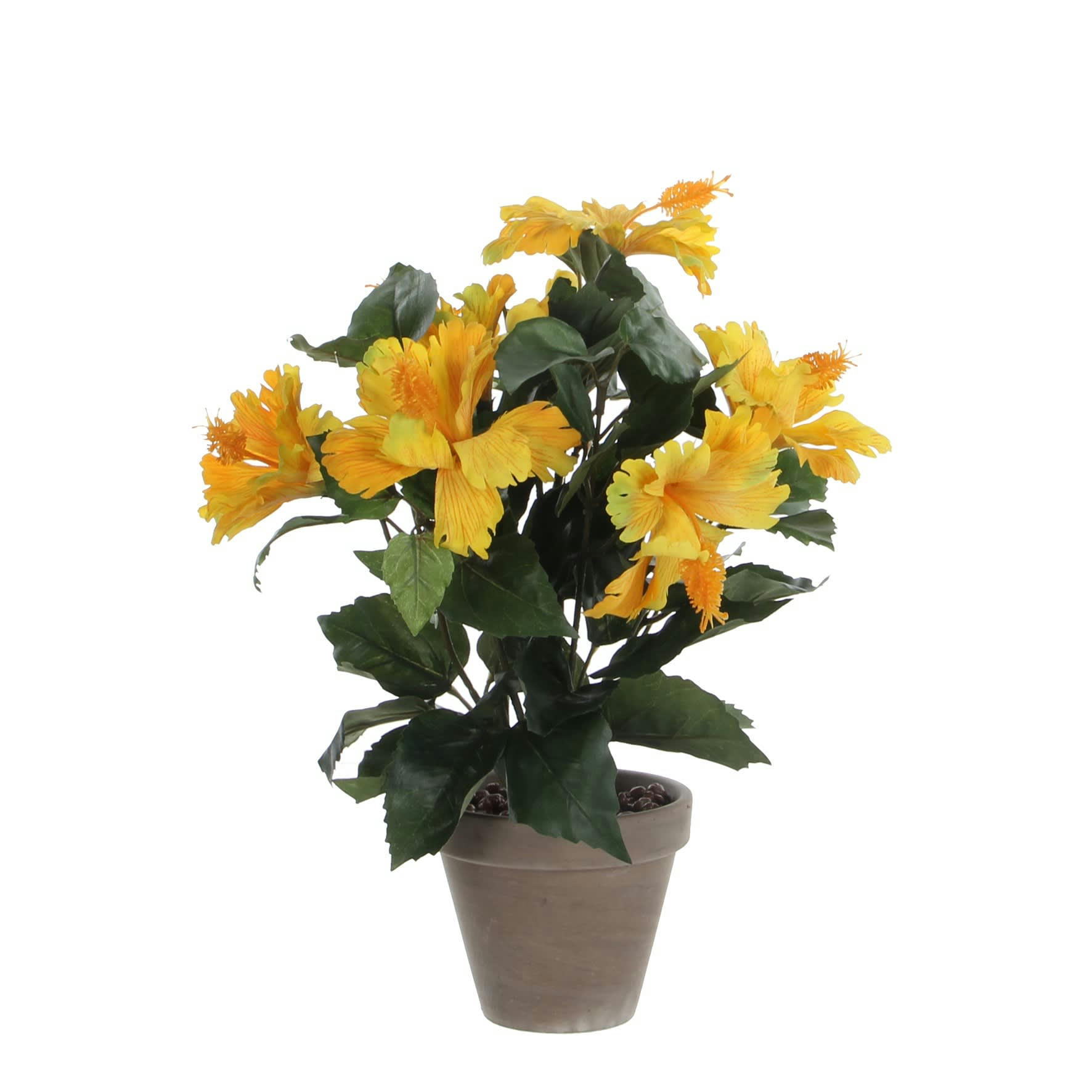 - Hibiscus artificielle jaune en pot H40