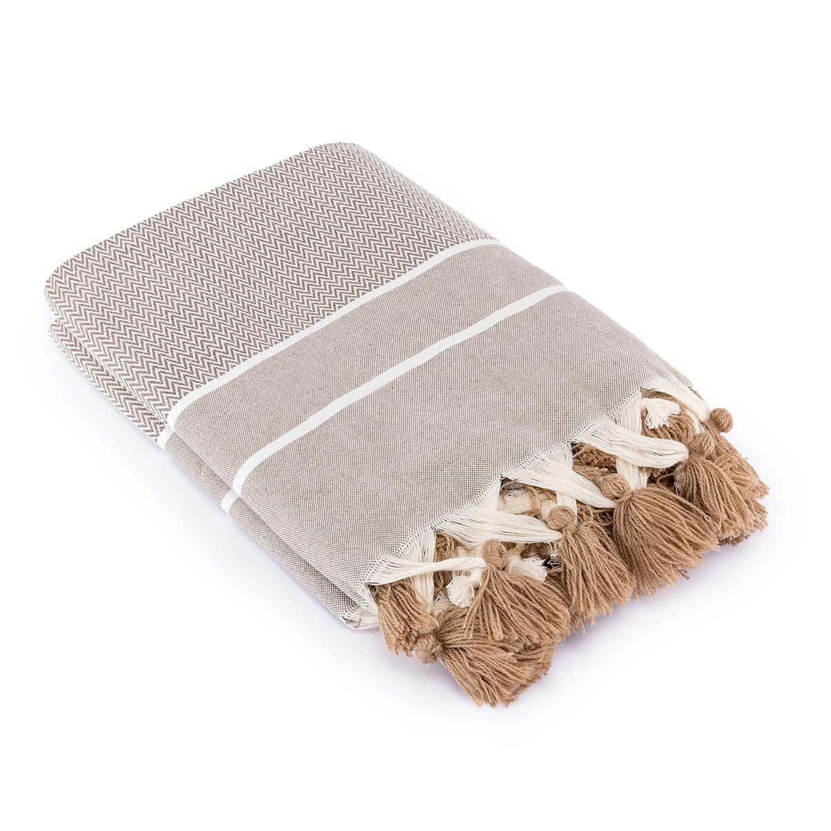 STOCKHOLM - Plaid coton  130x170 taupe