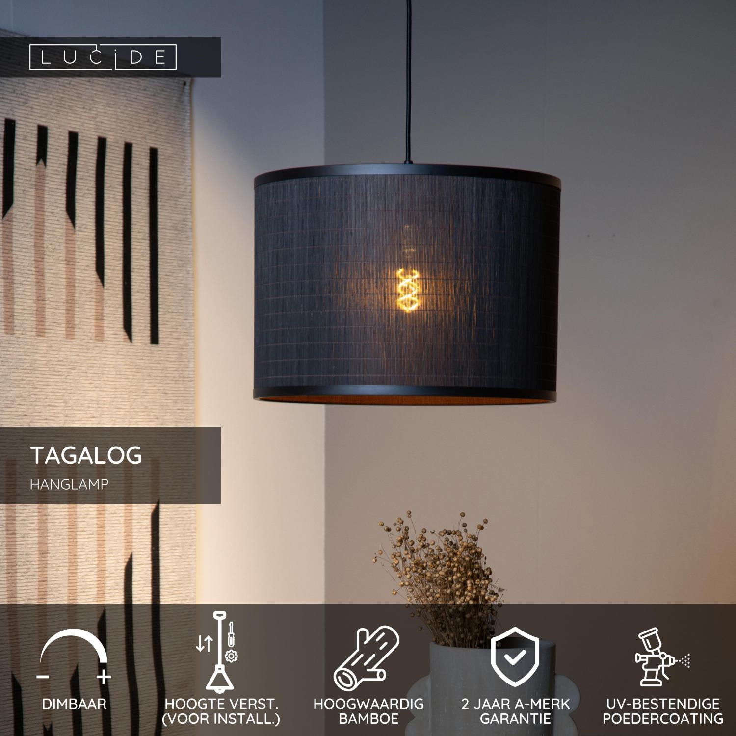 Lucide TAGALOG Hanglamp - Zwart