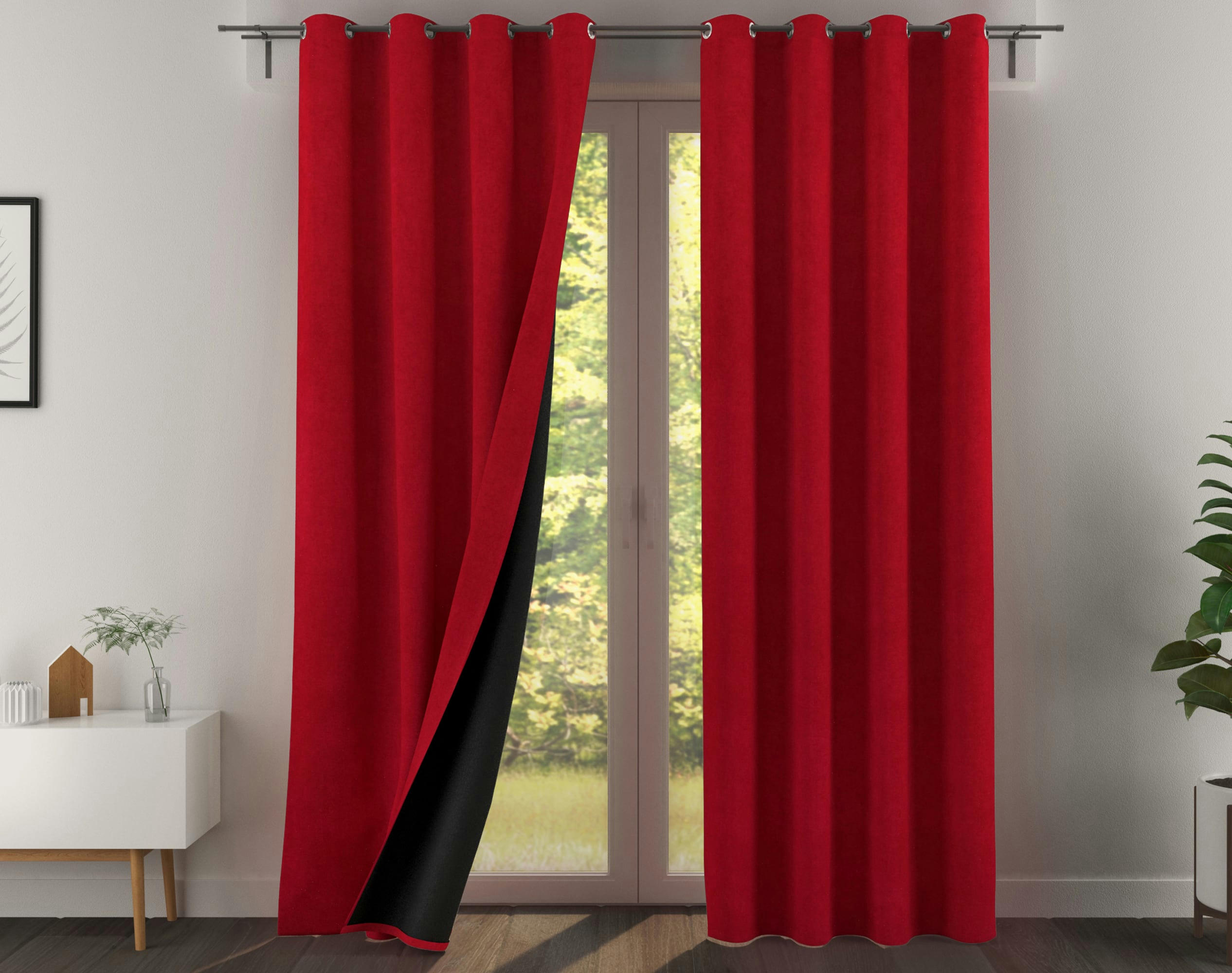 ALASKA - Rideau à l'unité monté sur œillet 140x260 en polyester rouge