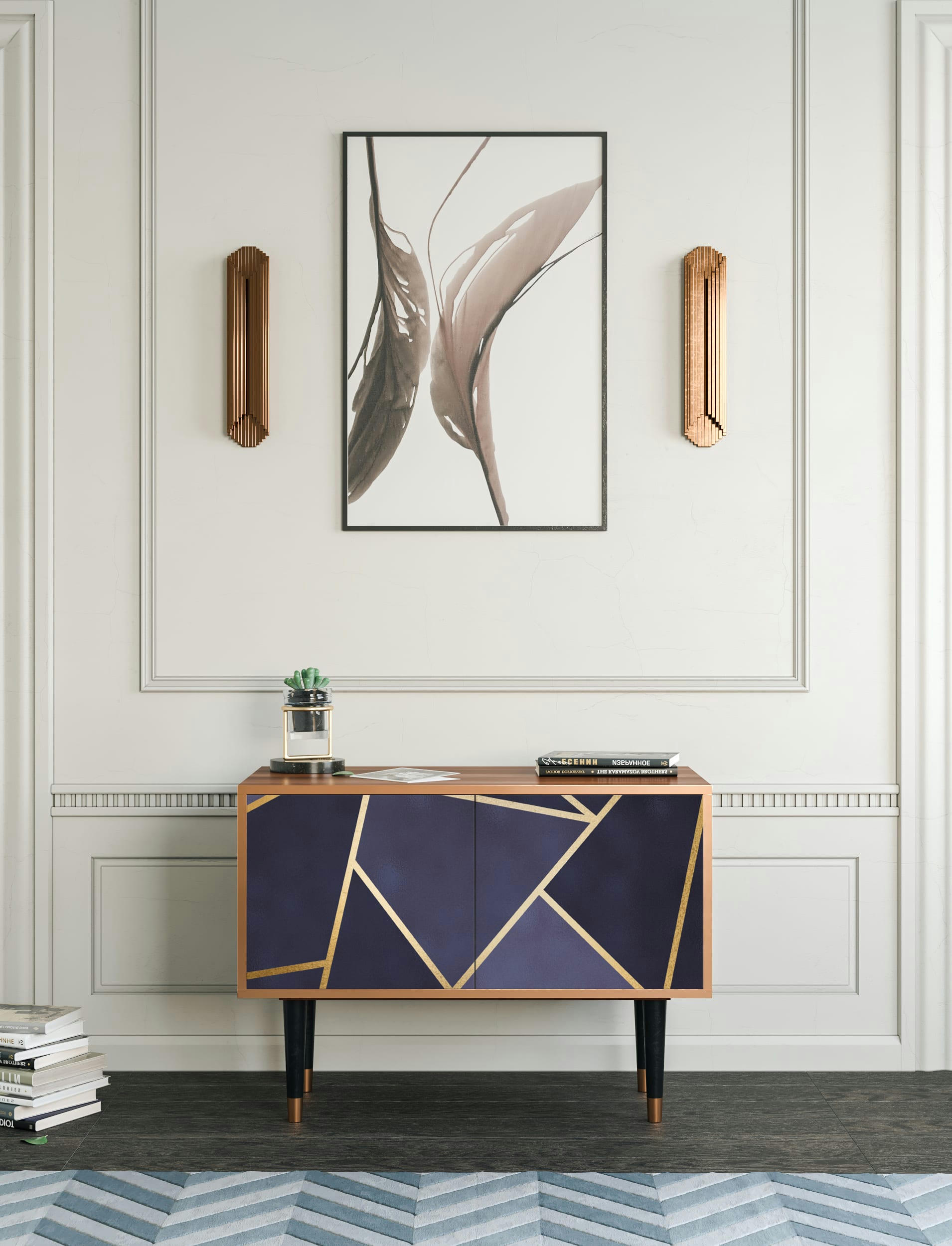 THE AMETHYST - Buffet bas  bleu 2 portes L 94 cm