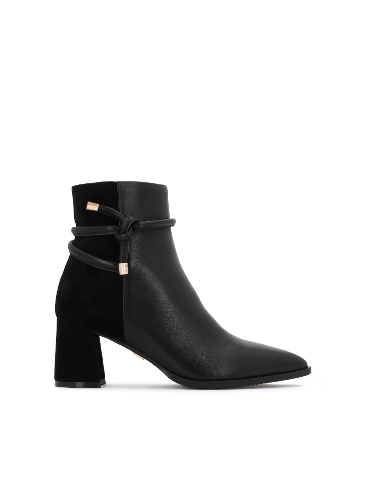 Black suede and smooth leather boots
