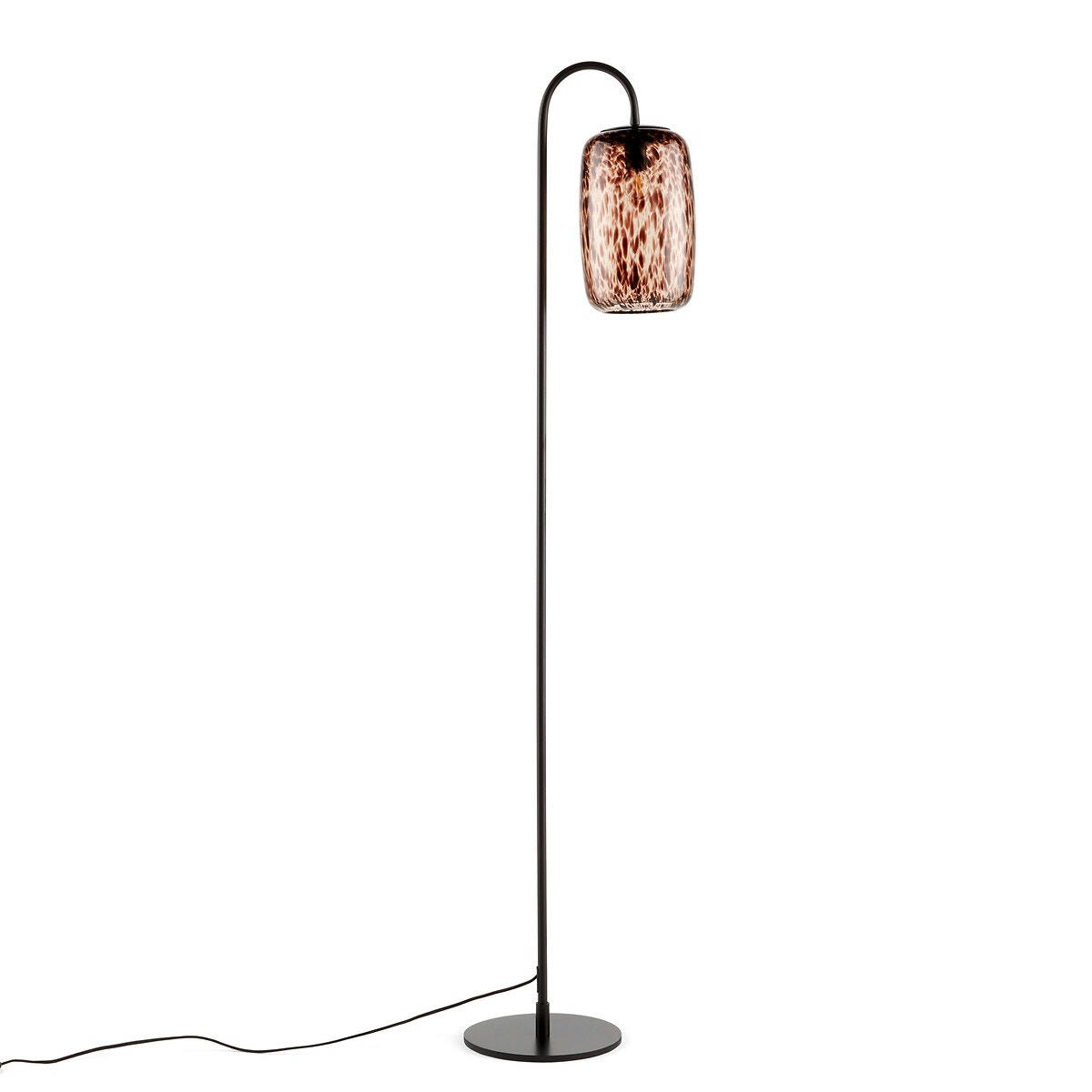 Lampadaire en métal fer et verre ambré, Toleco