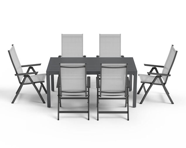 Frankie-Jette 7 Piece Dining Setting - Gunmetal Grey