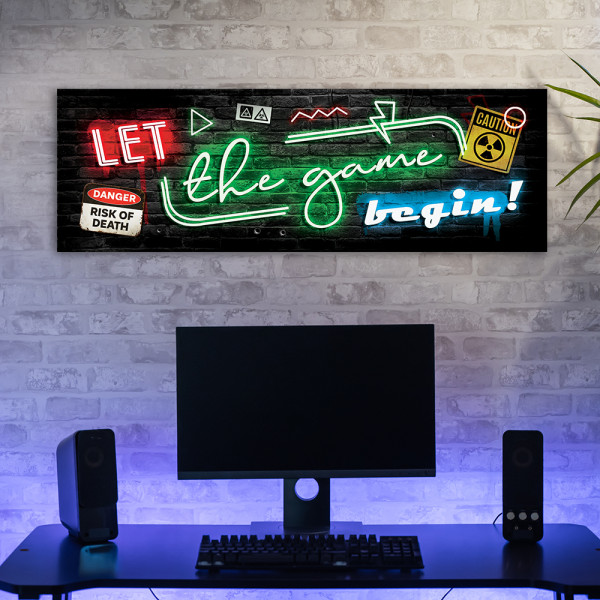 Feeby Obraz na płótnie, Napis dla gracza neon gaming 90x30