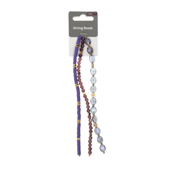 Blue and Gold String Beads 18cm 3 Pack