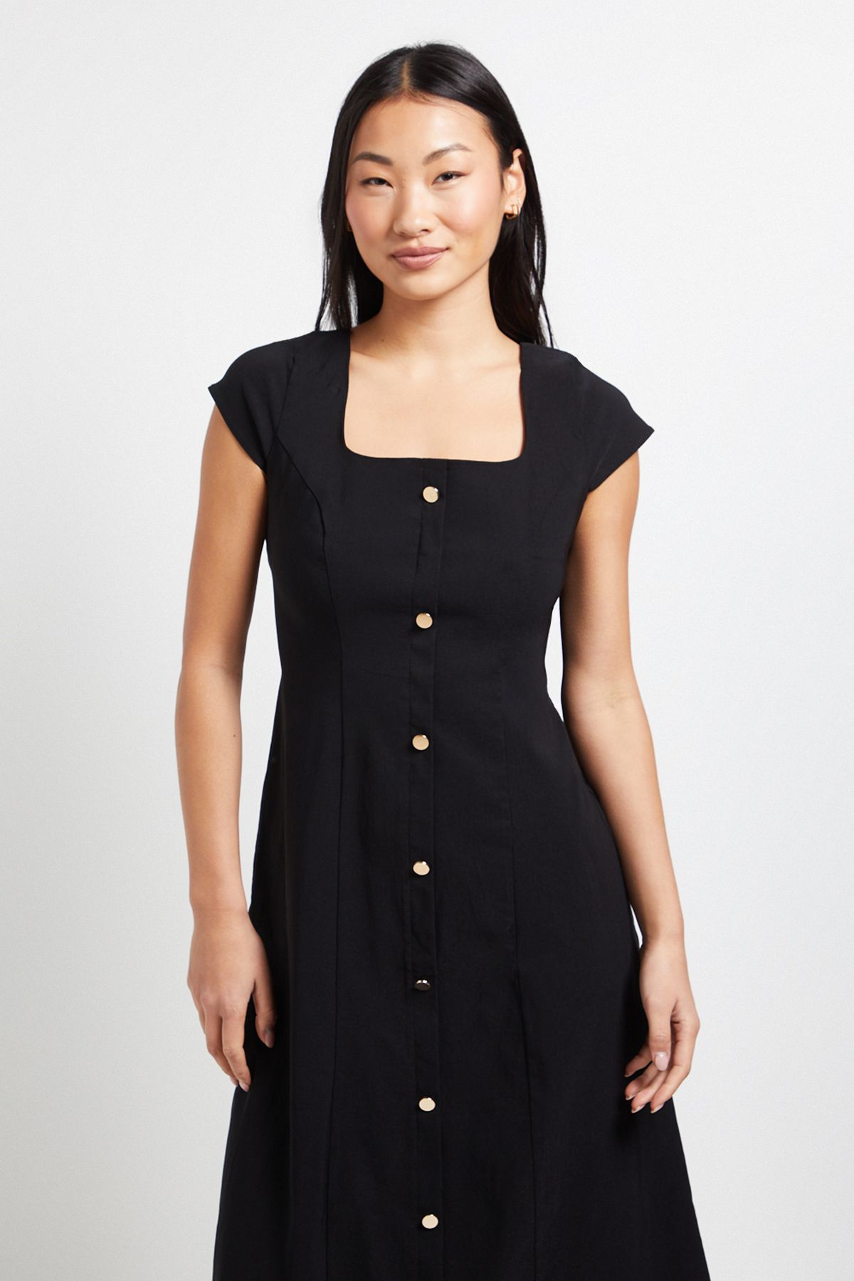 Dorothy Perkins Petite Bengaline Button Down Midi Dress