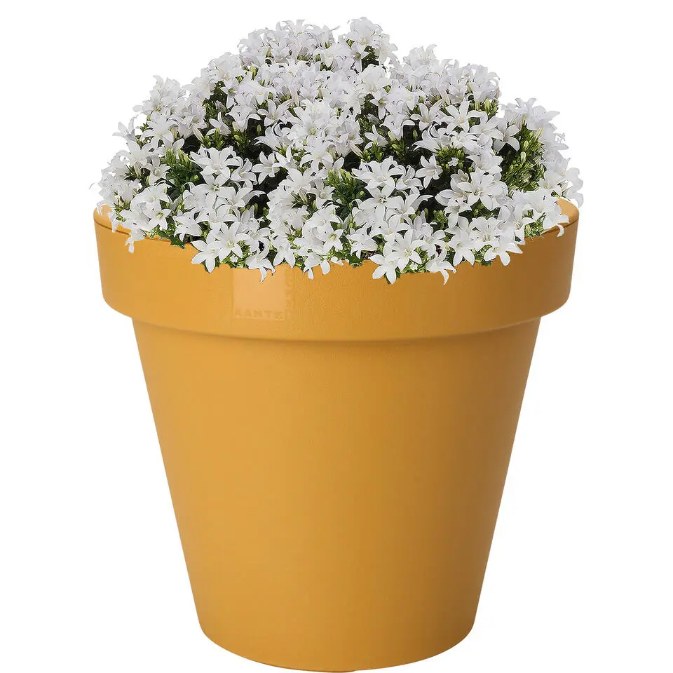 Pro Garden Bloempot - okergeel - rond - D25 cm - kunststof