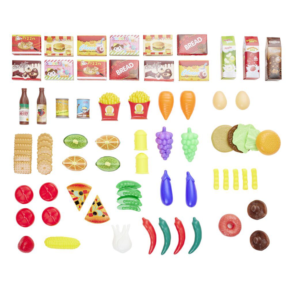 Dinette gourmande 80 pièces plastique multicolore