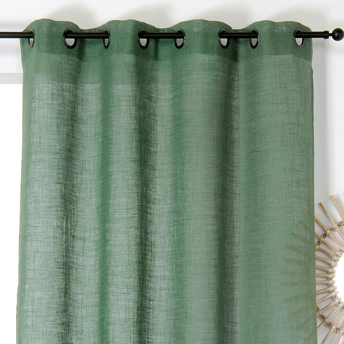 - Rideau tamisant et naturel en 100% lin vert 145x260 cm