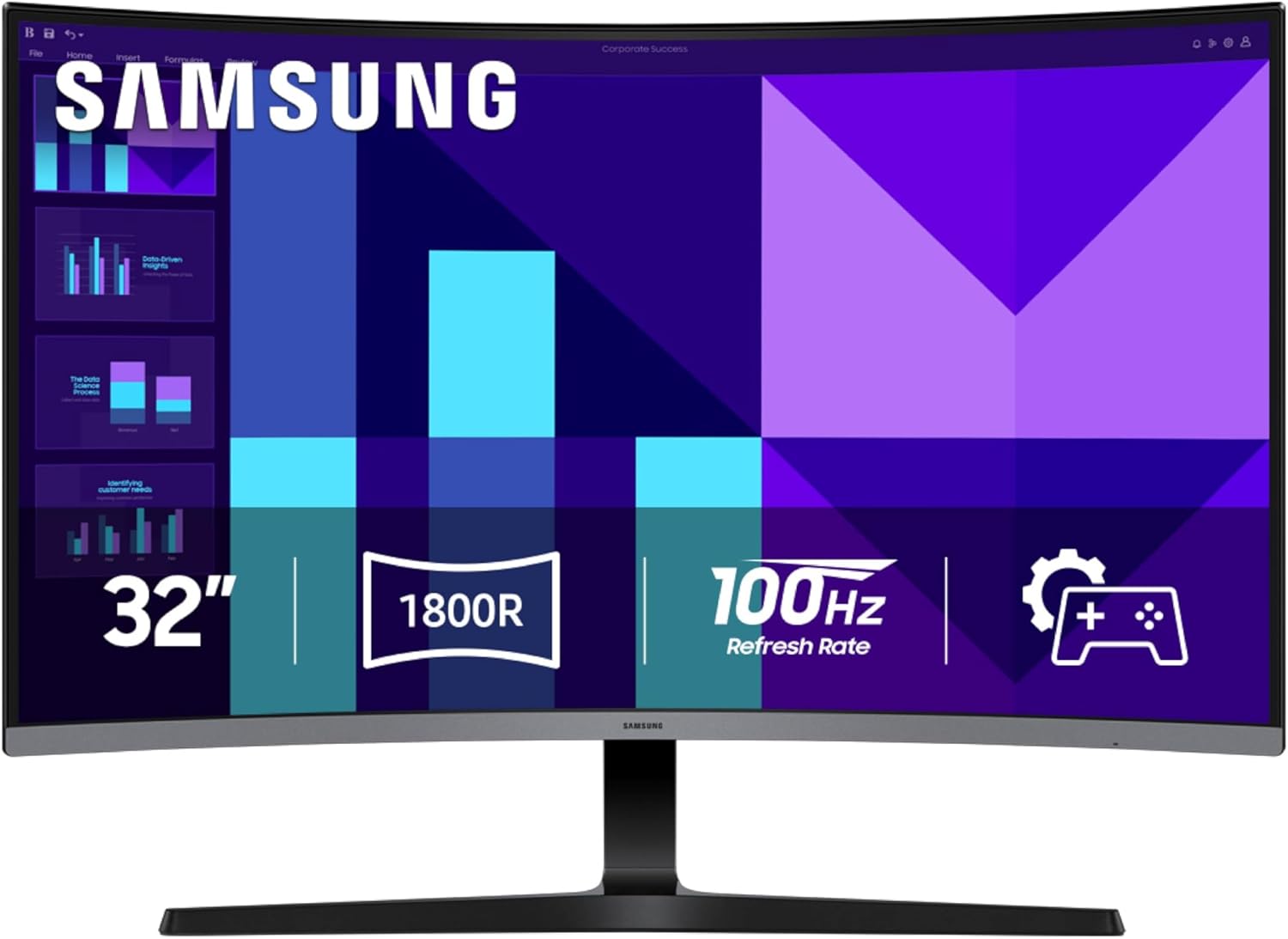Samsung 32-inch S3 (S39GD) FHD 100Hz Curved Monitor  Game Mode  Eye Saver Mode  Multiple Connectivity with HDMI Port  Built-in Speakers  LS32D39DGANXZA  2025
