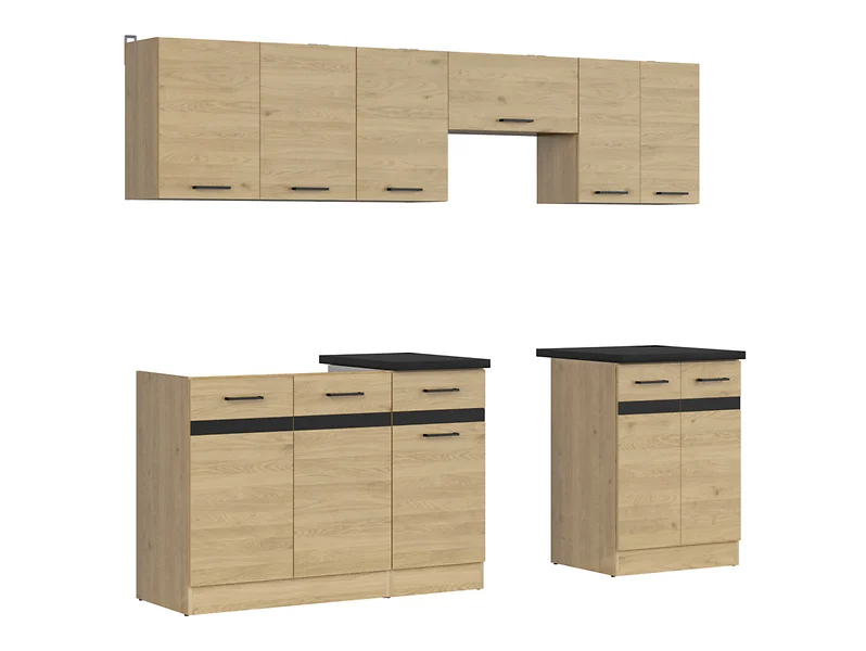 Komplet kuchenny Junona Line 240 cm dąb bernstein z blatem