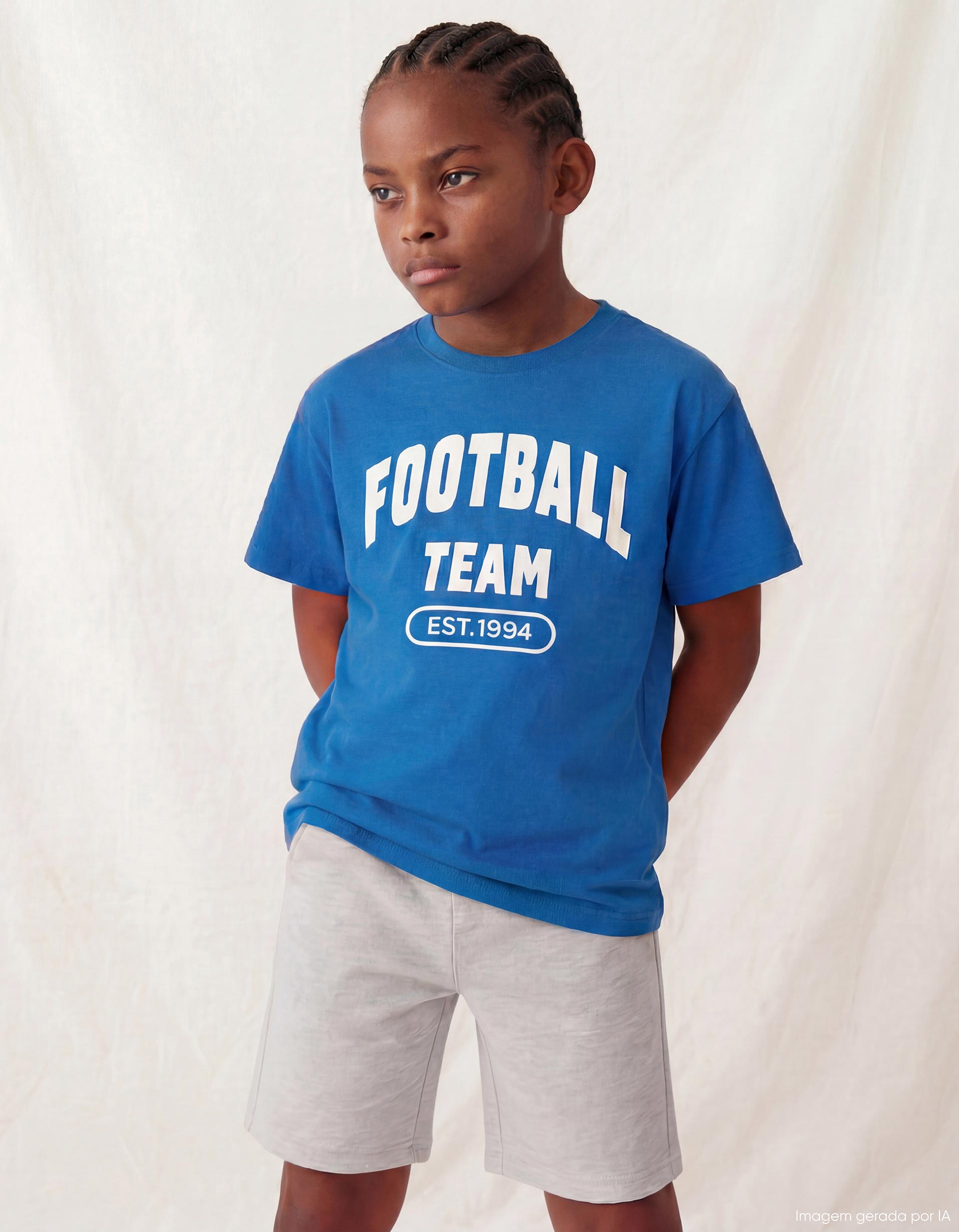 T-shirt Estampada, Menino, Azul