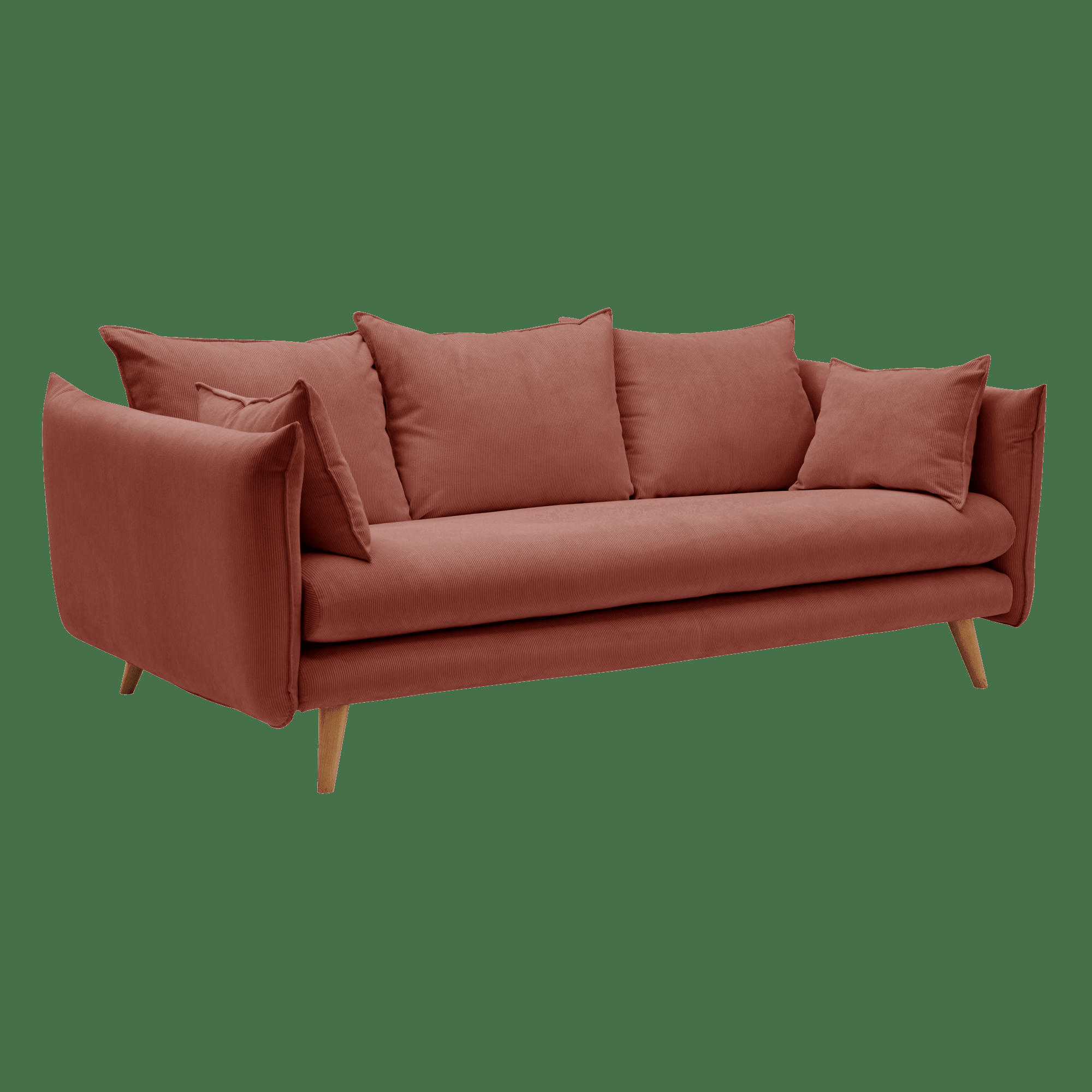 ORION - Canapé velours côtelé Framboise 3 places