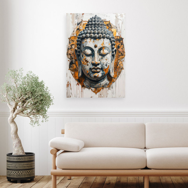Obraz do salonu sypialni biura hotelu, Głowa Buddy Zen Spa Orient 20x30