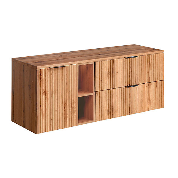 Meuble sous-vasque 140cm 2 niches panier à linge Adriel Bois