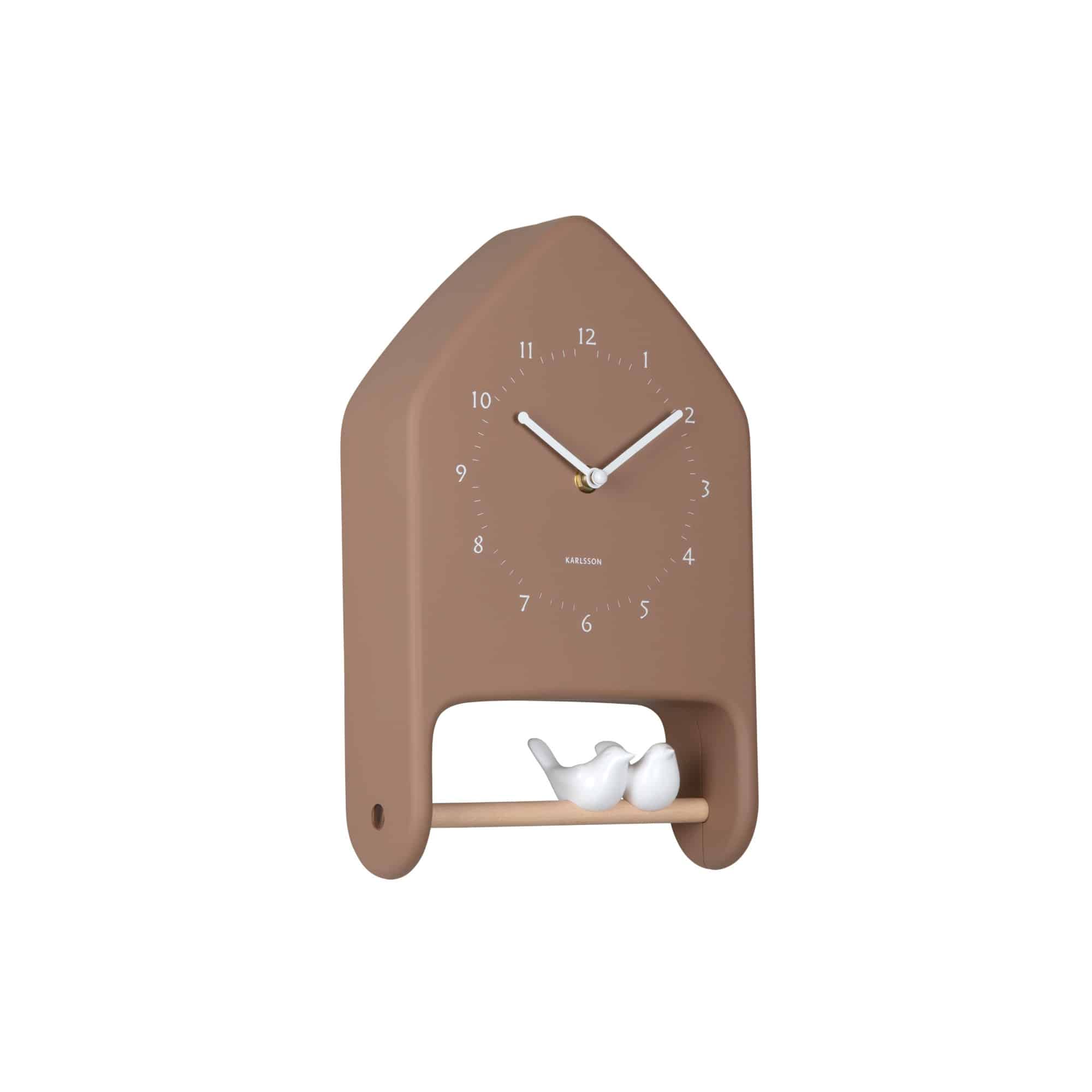 Karlsson wandklok Love Birds - bruin - 7.1x20x32cm