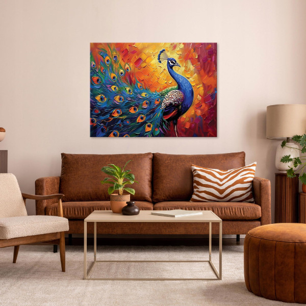 Obraz Paw Kolorowy Abstrakcja Na Płótnie Sypialnia 60X40