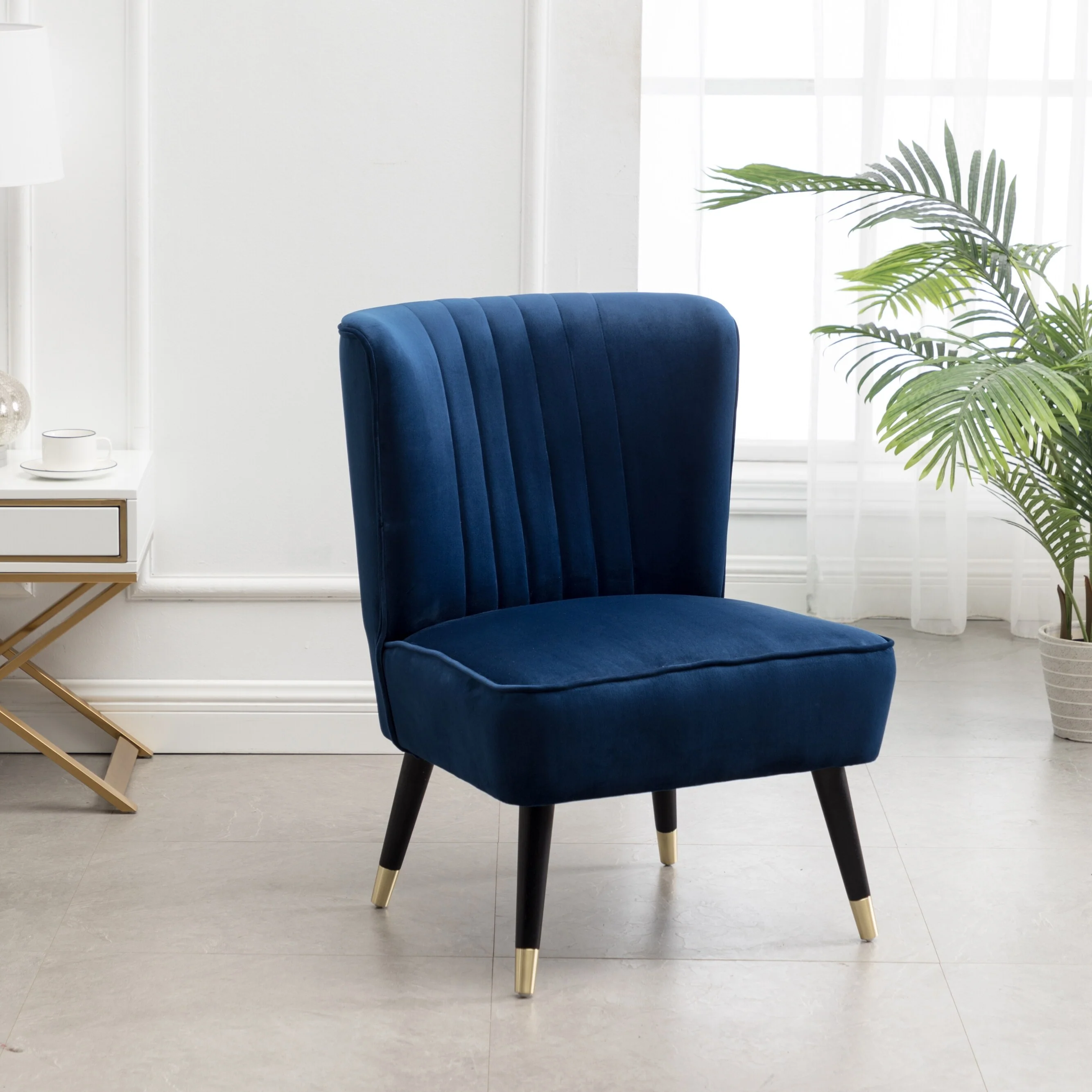 Contemporary Velvet Upholstered Accent Chair
