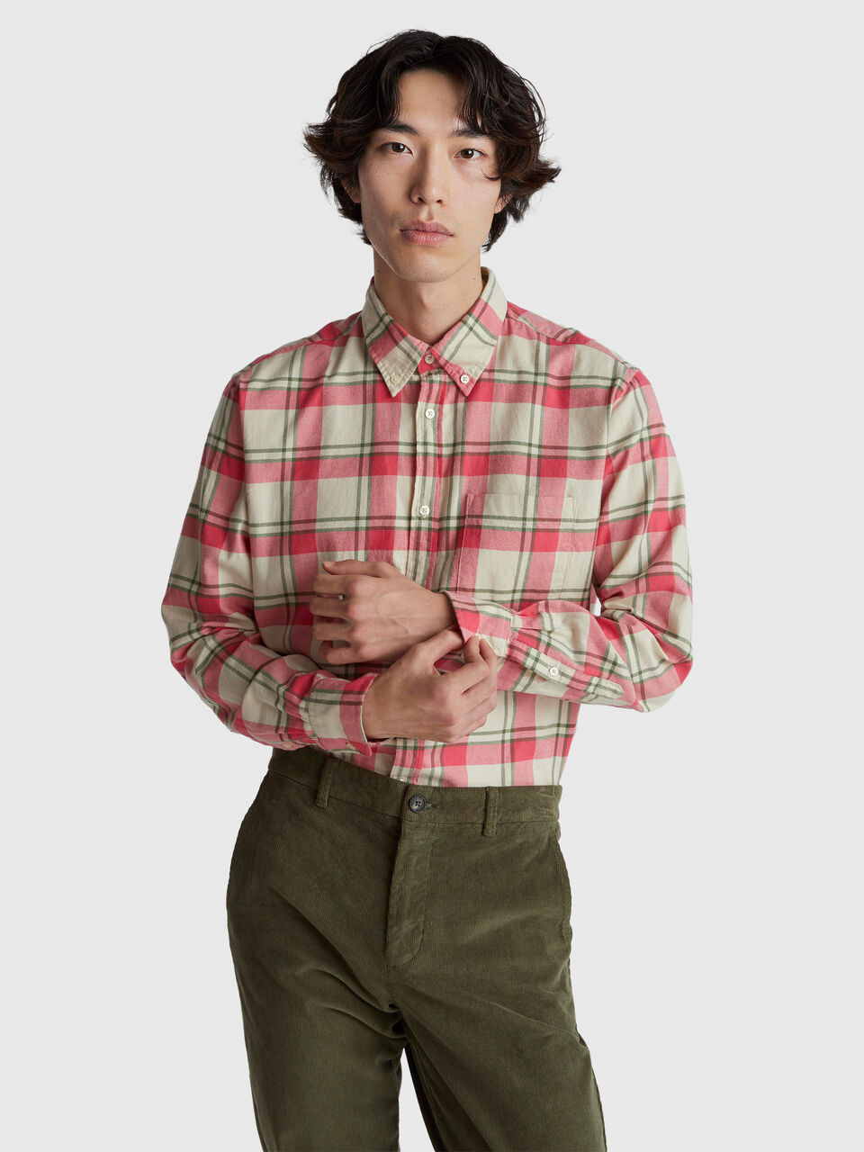 Flannel button-down shirt