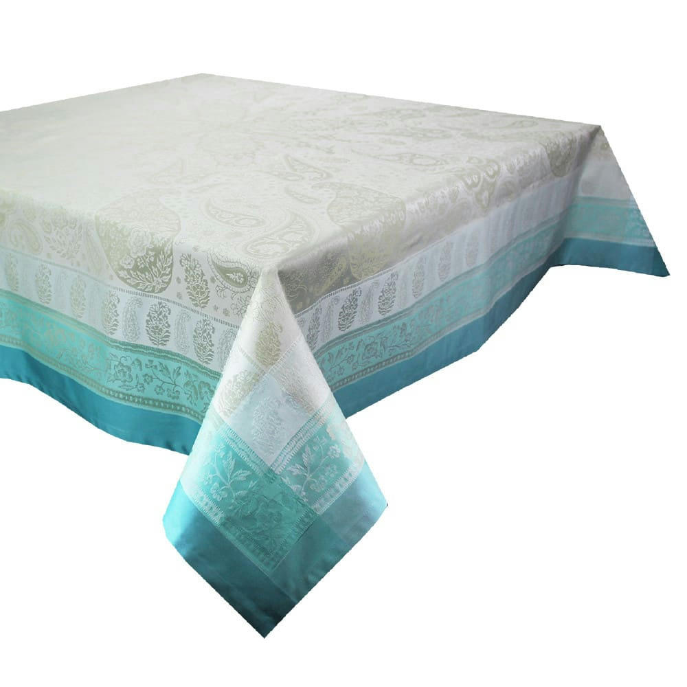 PONDICHERY LAGON - Nappe carrée antitache déperlant pur coton gris 174x174 cm