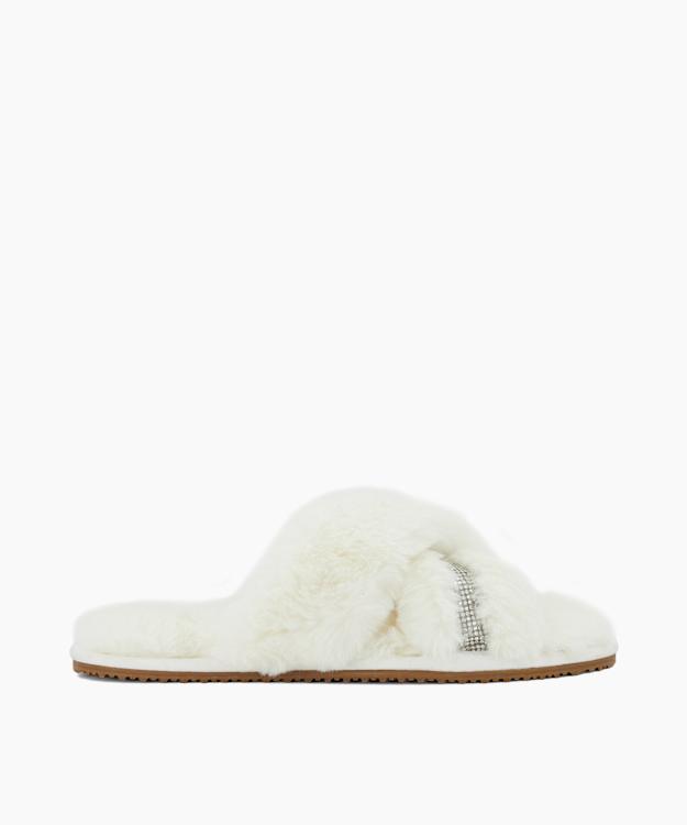 Wish Ecru - Faux Fur Slippers