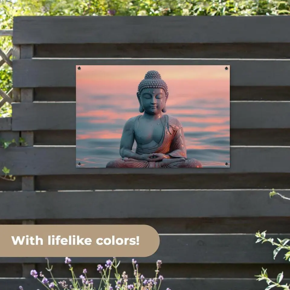 MuchoWow Tuinposter 90x60cm Boeddha Beeld Buddha Water