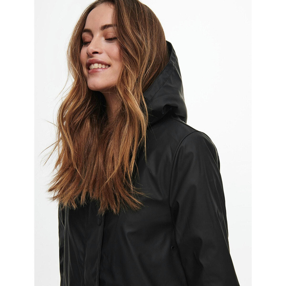 Imperméable mi-long à capuche
