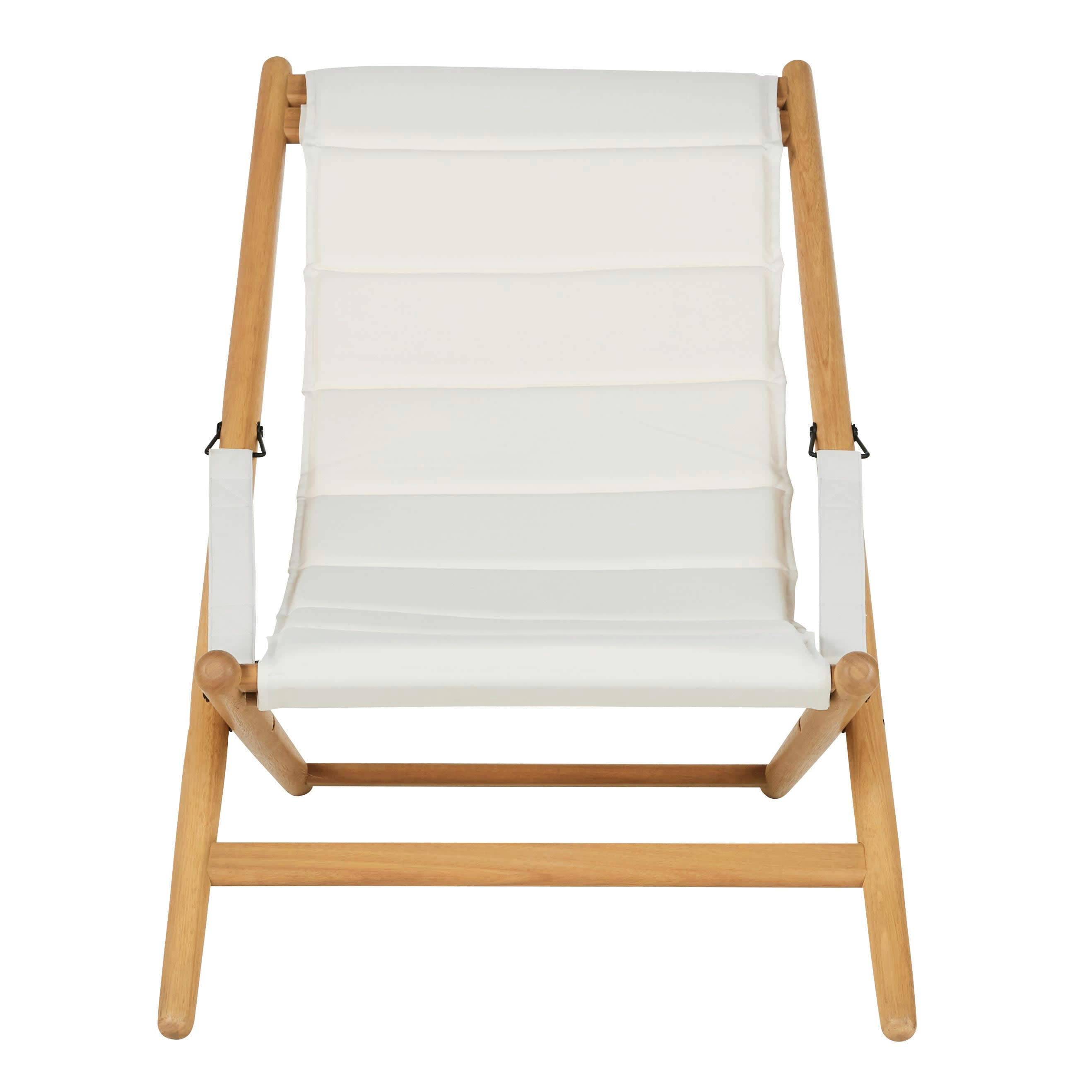 Varna - Chilienne en bois d'eucalyptus et toile en polyester recyclé écru