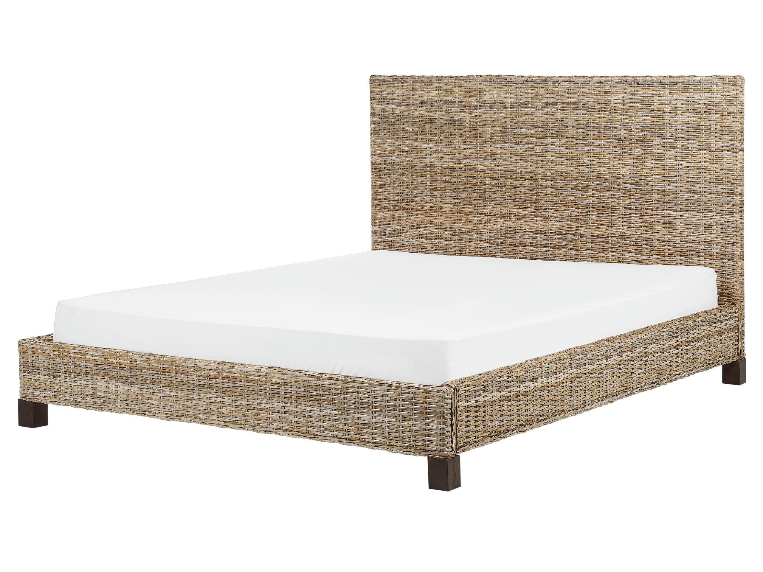 SALBRIS - Lit double en rotin naturel 160x200
