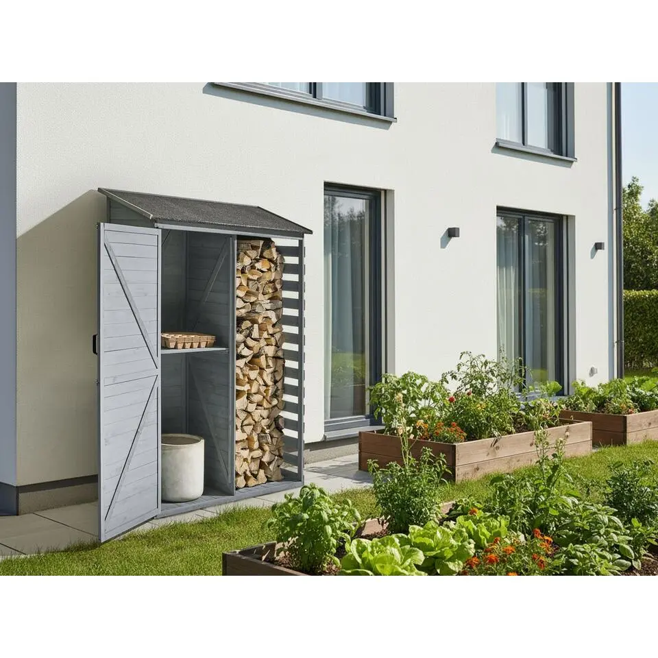 CENGIO - Gereedschapsschuur - Grijs - Dennenhout