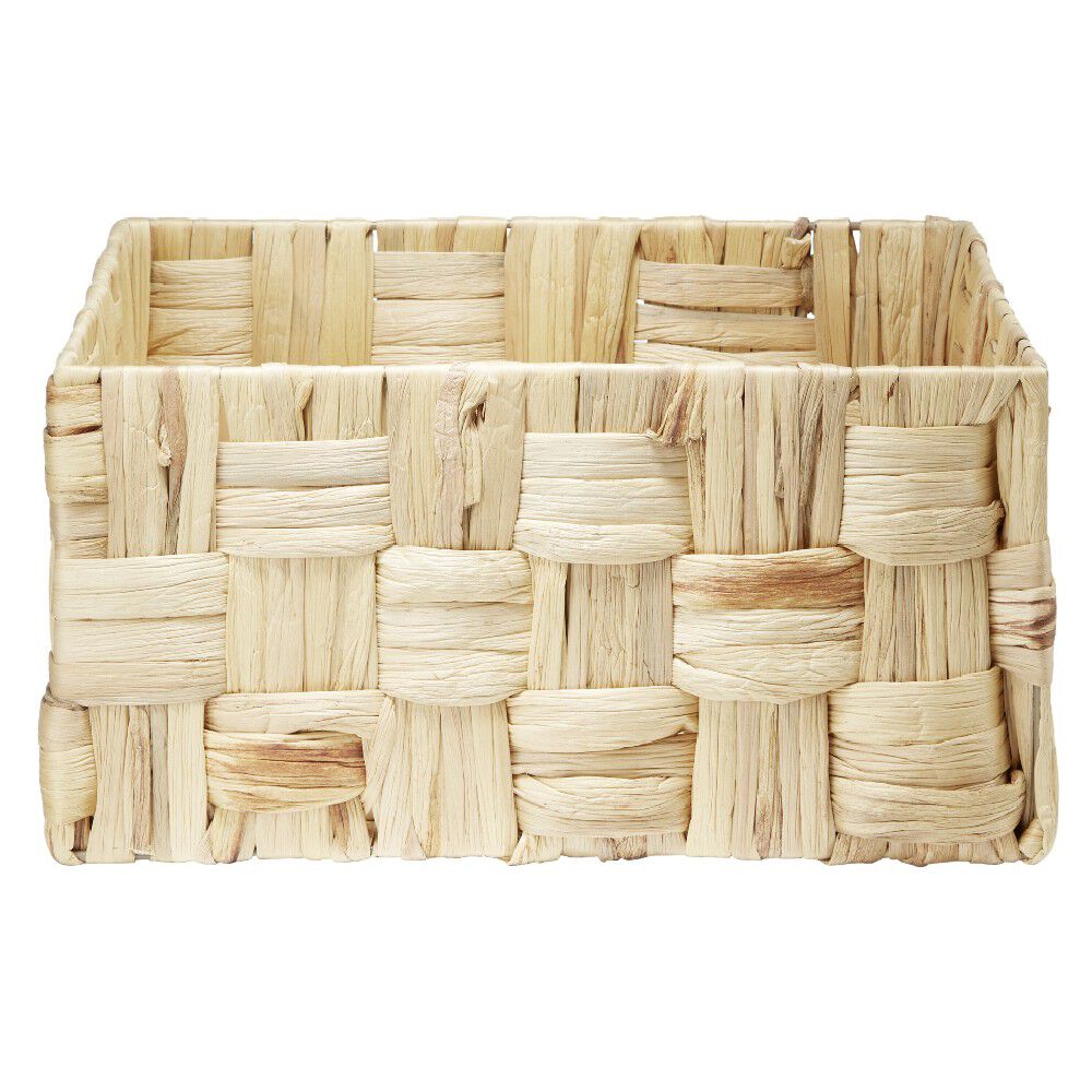 Grande panière rectangulaire tressée en jonc