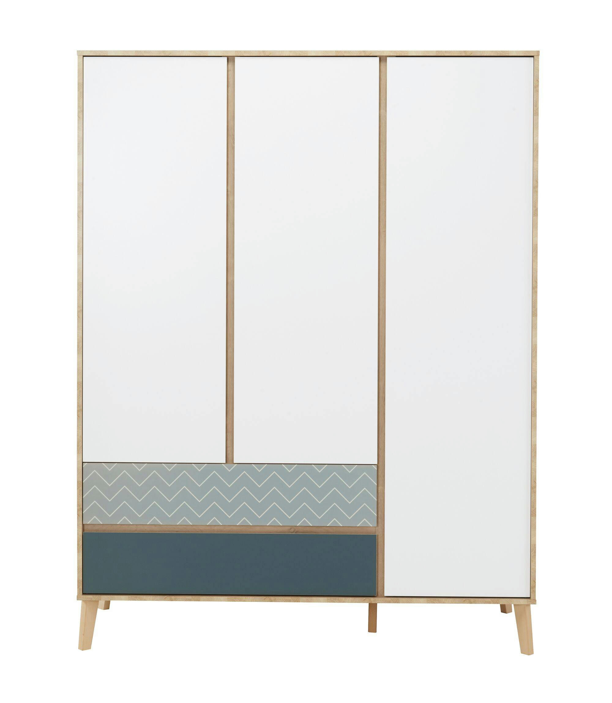 GALAXY - Armoire 3 portes 2 tiroirs effet bois