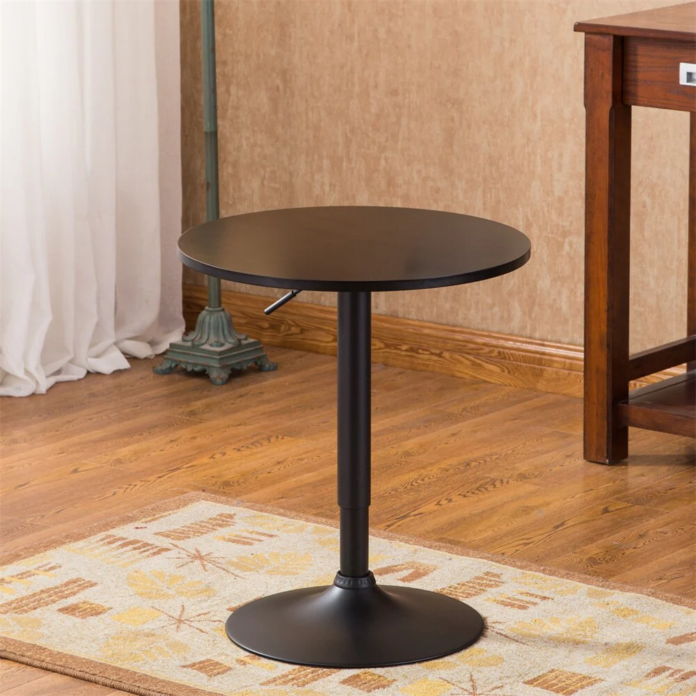 Round Top Adjustable Height with Black Leg And Base Metal Bar Table