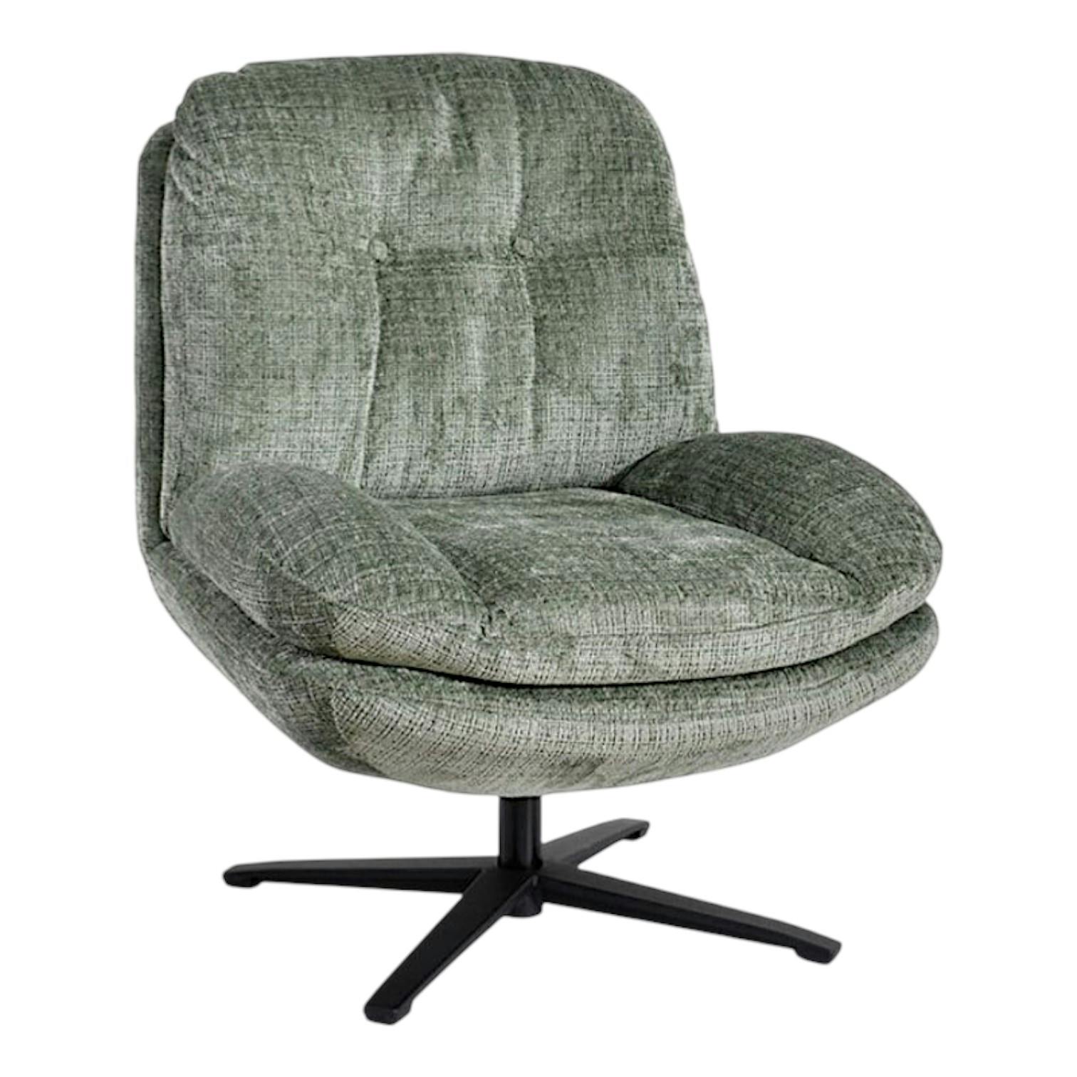 Fauteuil confort pivotant tissu doux vert IENA