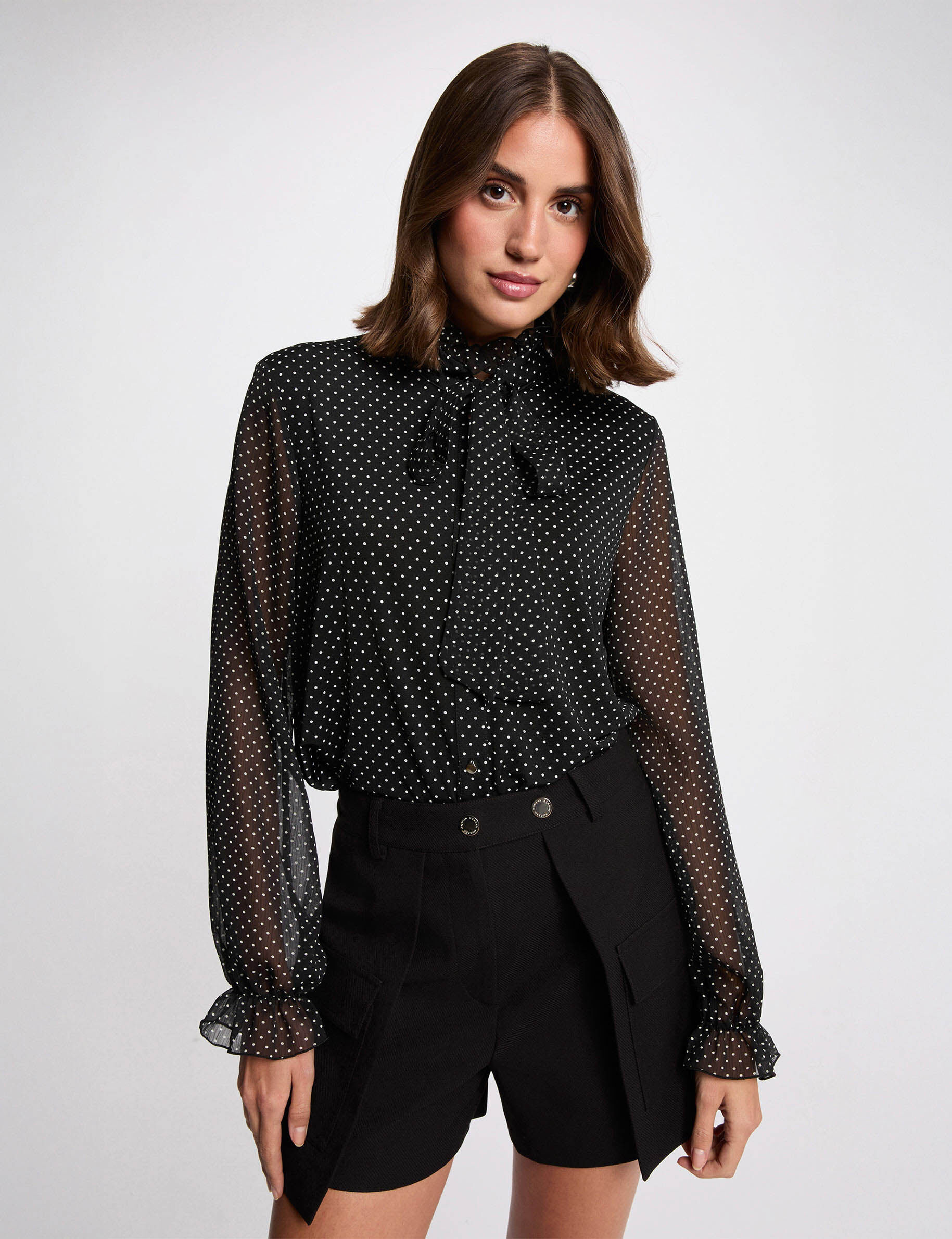 Straight Shorts Flap Pockets Black Women