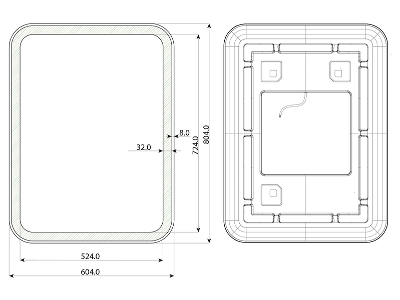 Lustro ścienne łazienkowe Hugo LED 60x80 cm