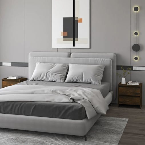 NNEVL Bedside Cabinets 2 pcs Smoked Oak 45x34.5x44.5 cm Chipboard