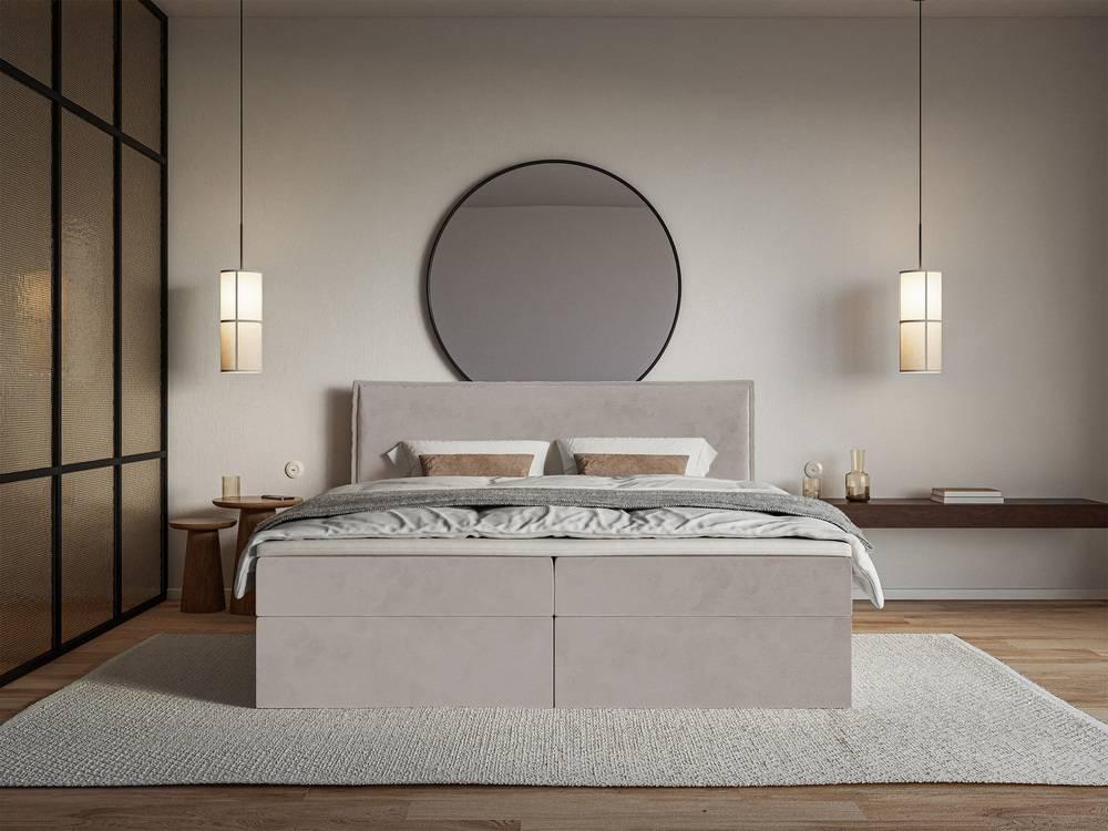 Boxspring Esmay velvet met opbergruimte en topper 160 x 200 cm