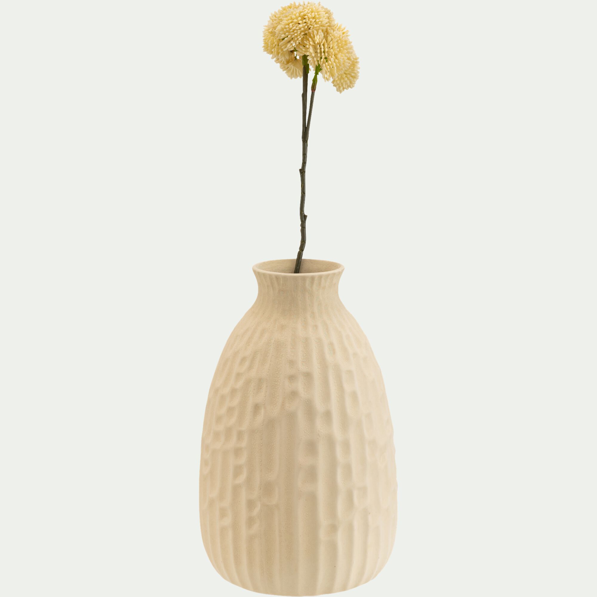 SOMMAREL - Vase classique en faïence texturée H24cm - blanc