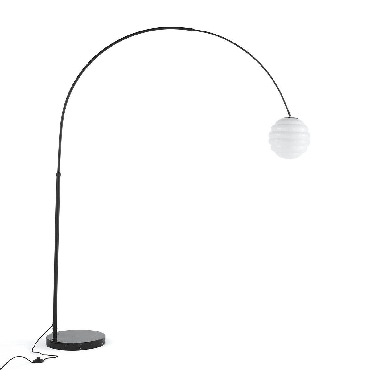 Lampadaire arc, opaline et marbre, Arik