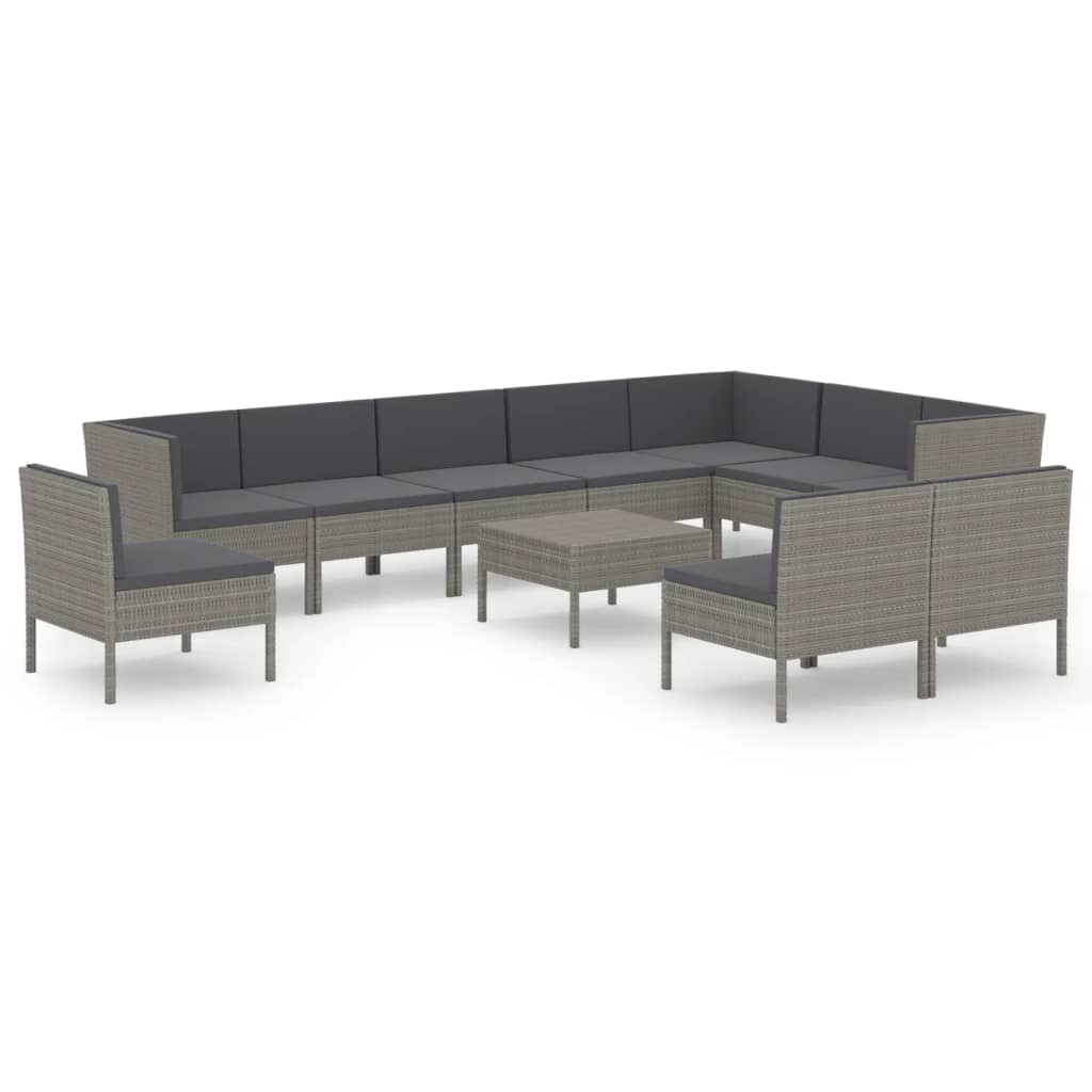 Zestaw wypoczynkowy do ogrodu Szary Technorattan 3x hjørne   7x sofa