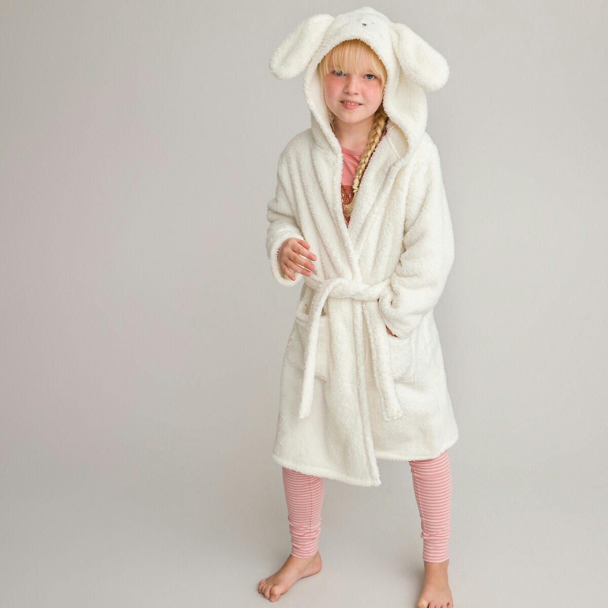 Robe de chambre en polaire, motif lapin brodé