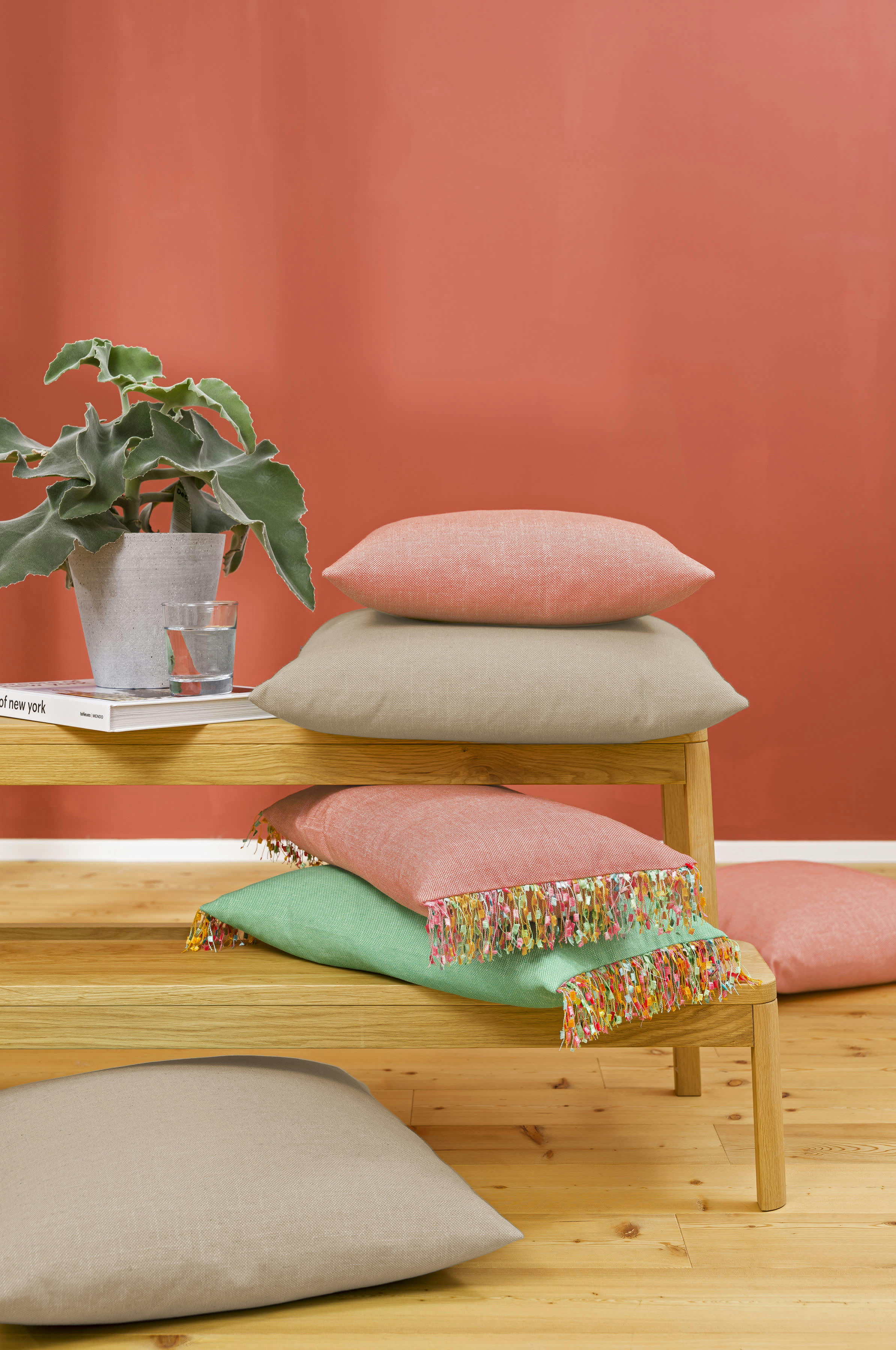 RIVA - Housses de coussin jacquard chiné naturel -Lot de 2-40x40