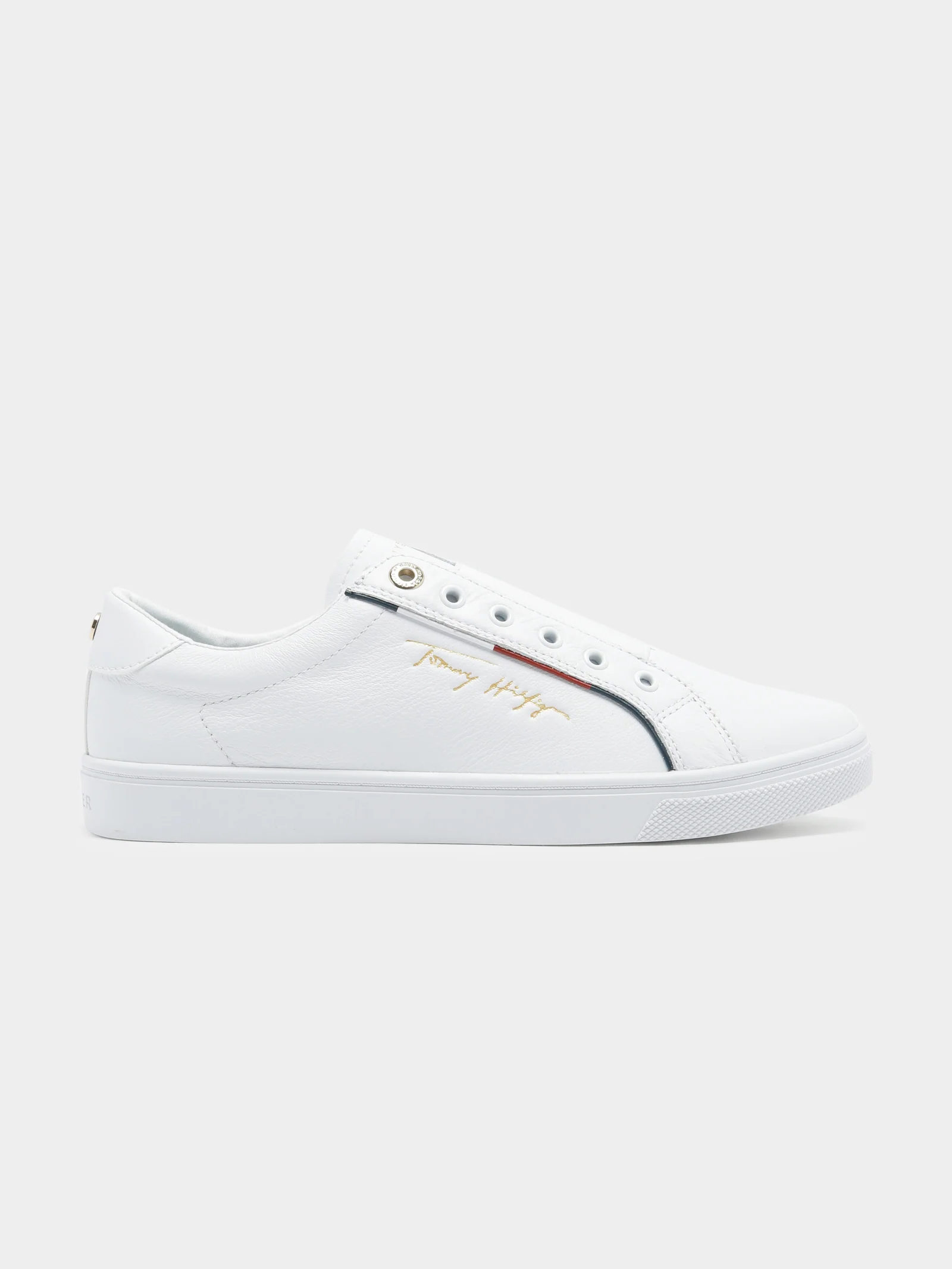 Womens Signature Logo Leather Sneakers
