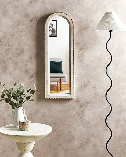 Miroir SARRY 31 cm 91 cm Bois de manguier Blanc
