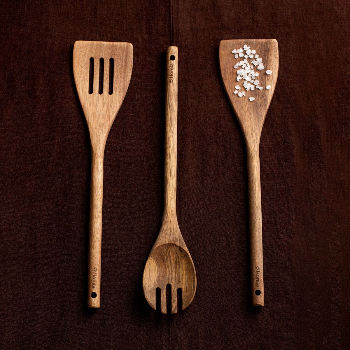 Zestaw utensyliów MOOKA akacjowych 3 szt