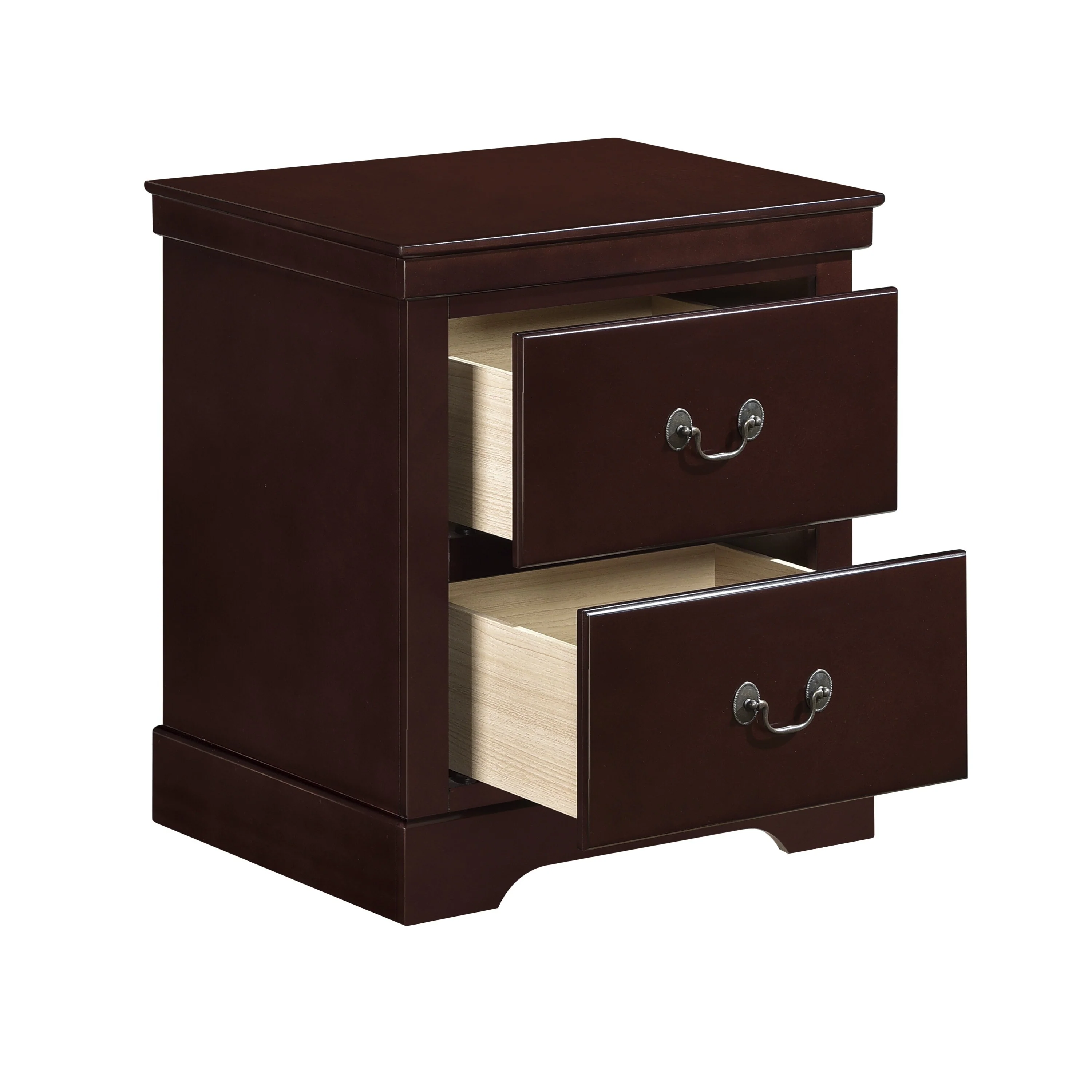 1pc Classic Traditional 2 Drawers Nightstand Bedroom Furniture Wooden Bedside Table Cabinet