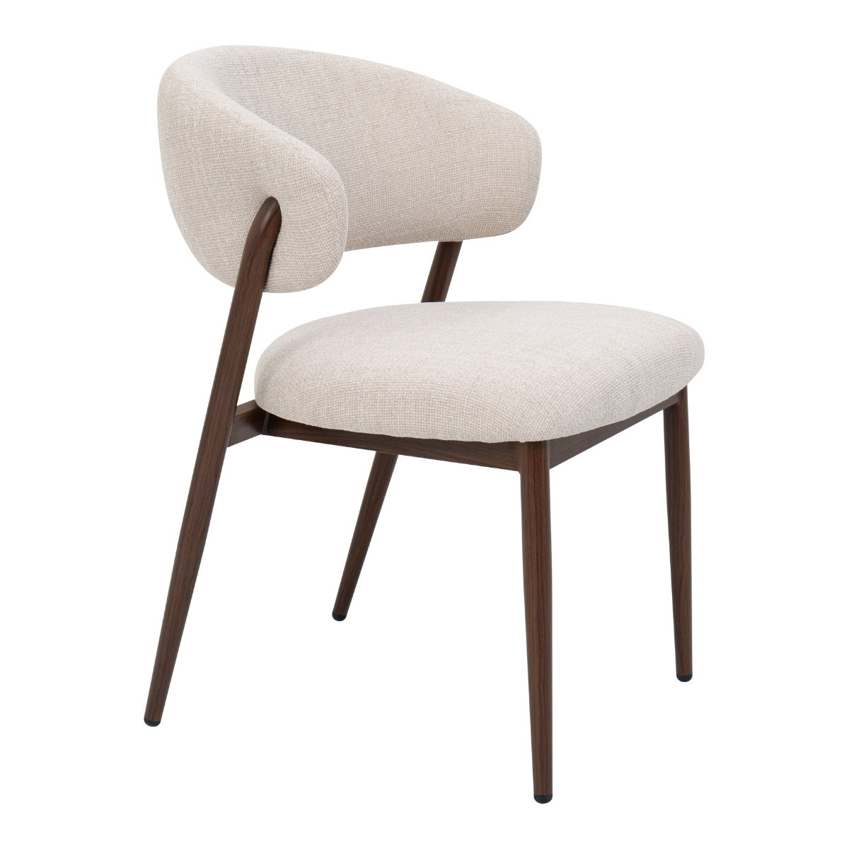 DÉJA Living Eetkamerstoel Skive - Stof - Beige/Walnoot - Set van 2