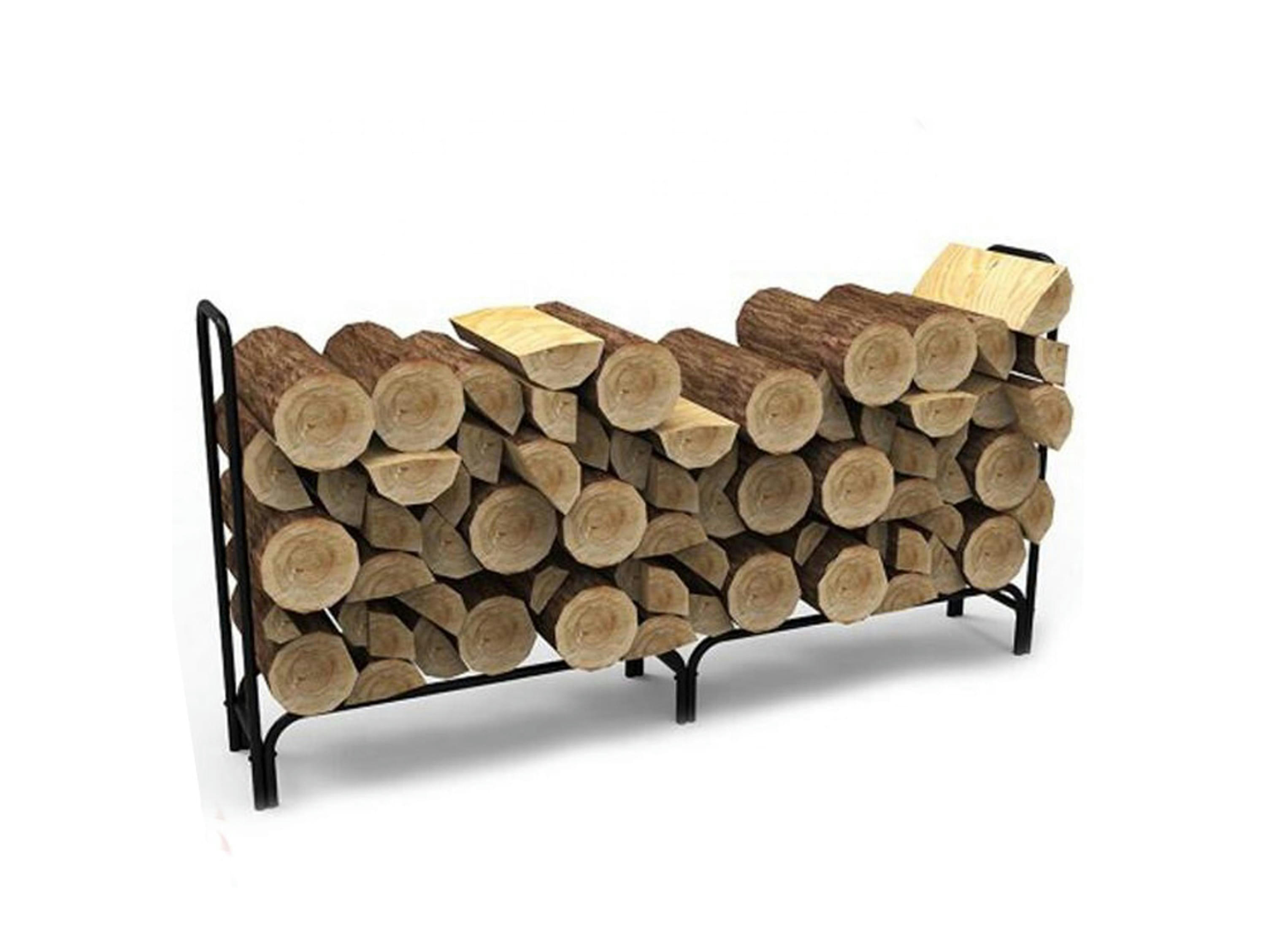 - Porte bûches en acier noir avec gaine de protection